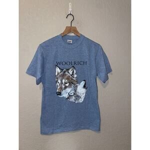 Vintage Wolf Shirt Graphic Anvil Woolrich Animal Graphic Blue Tee Small
